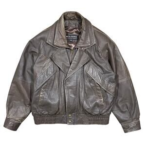 Vintage Wilson’s Leather Bomber Jacket Mens Medium Distressed Dark Brown